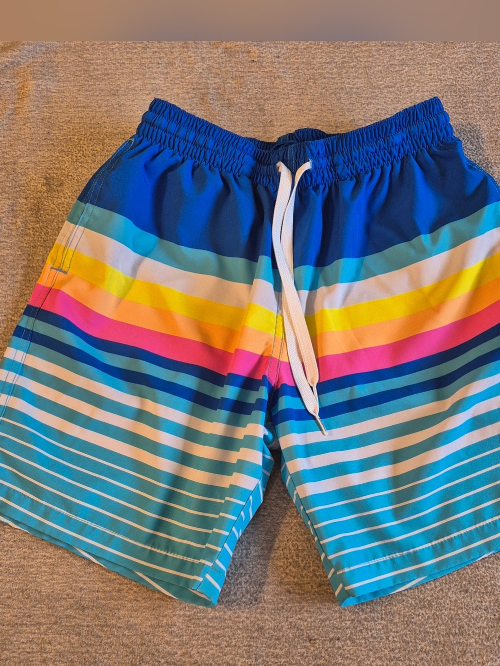 Chubbies Swim Shorts Mens Small Trunks Blue White Drawstrings Striped Beach 7 in